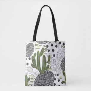 seamless pattern with cactus on white background.  tote bag