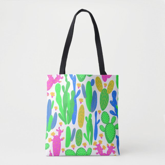 seamless pattern with cactus on white background.  tote bag (Front)
