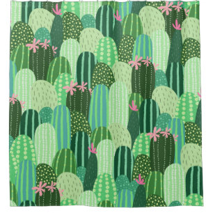 Seamless pattern with cactus shower curtain