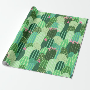 Seamless pattern with cactus wrapping paper