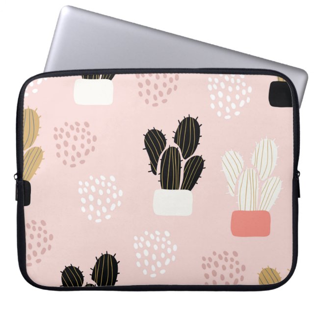 Seamless pattern with cactuses succulents leaves a laptop sleeve (Front)