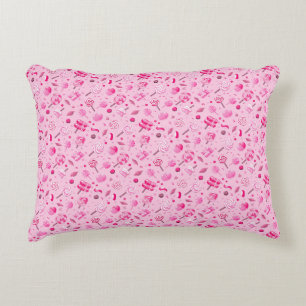 Seamless pattern with candies, lollipops, blue bac decorative cushion