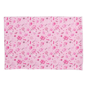 Seamless pattern with candies, lollipops, blue bac pillowcase