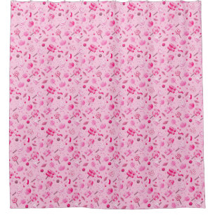 Seamless pattern with candies, lollipops, blue bac shower curtain