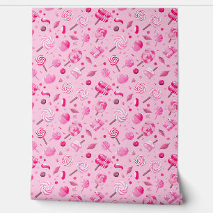 Seamless pattern with candies, lollipops, blue bac wallpaper