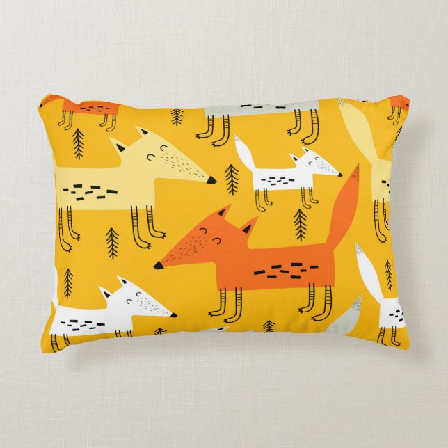 Seamless pattern with cartoon foxes, decor element decorative cushion (Front)