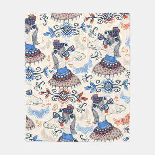  seamless pattern with cartoon horsespattern,anima fleece blanket
