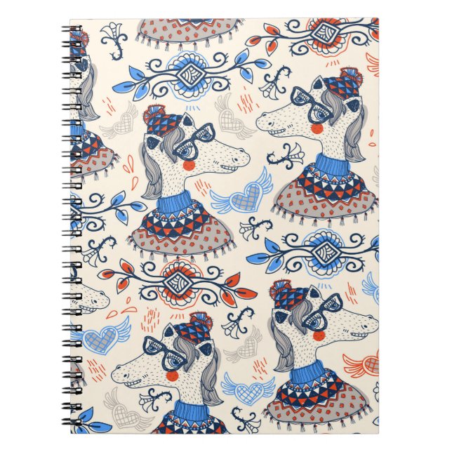  seamless pattern with cartoon horsespattern,anima notebook (Front)