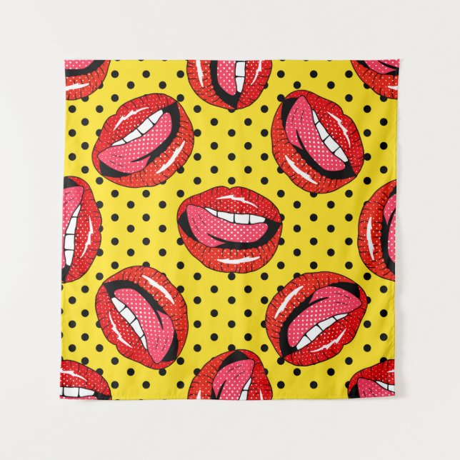 Seamless pattern with cartoon patch badges with li tapestry (Front)