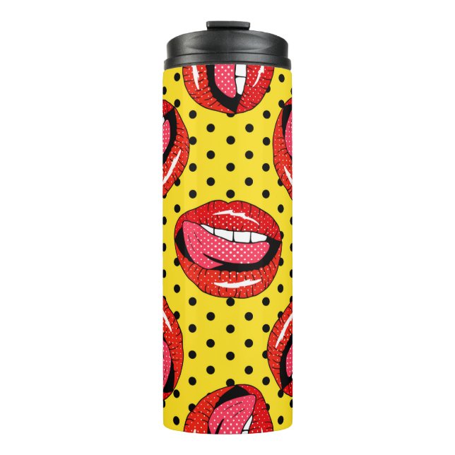 Seamless pattern with cartoon patch badges with li thermal tumbler (Front)