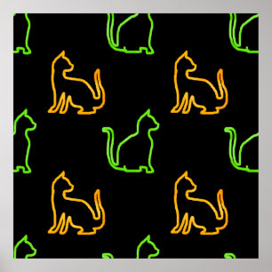 Seamless pattern with catsabstract,animal,art,arti poster