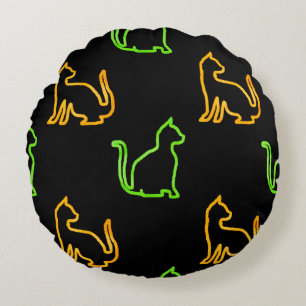 Seamless pattern with catsabstract,animal,art,arti round cushion