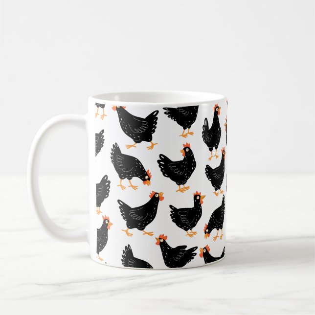 Seamless pattern with chicken coffee mug (Left)