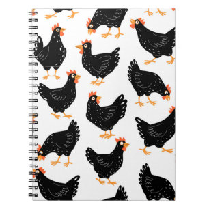 Seamless pattern with chicken notebook