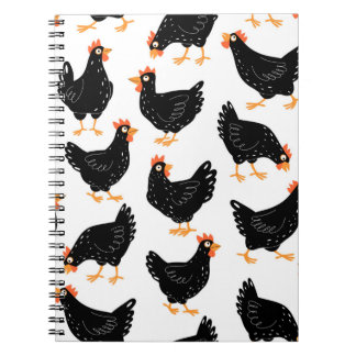 Seamless pattern with chicken notebook
