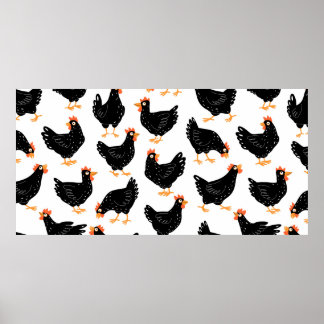 Seamless pattern with chicken poster
