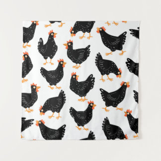 Seamless pattern with chicken tapestry