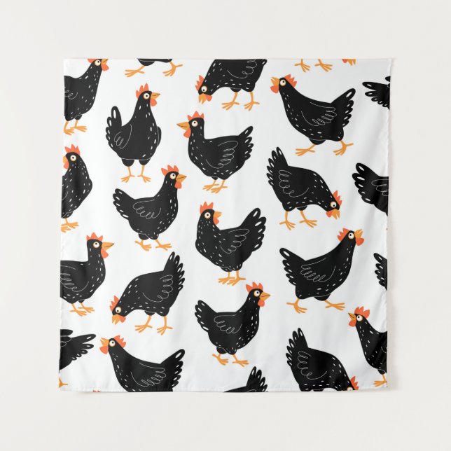 Seamless pattern with chicken tapestry (Front)