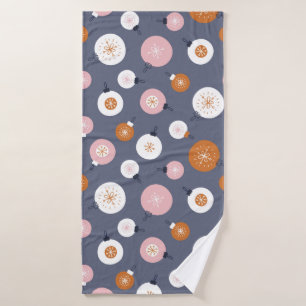 Seamless pattern with Christmas balls on a dark ba Bath Towel
