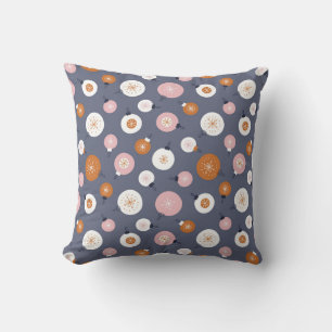 Seamless pattern with Christmas balls on a dark ba Cushion