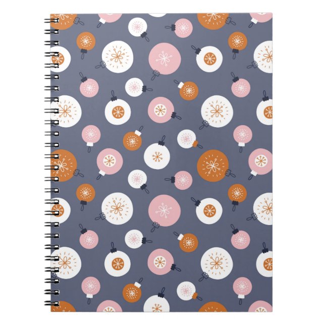 Seamless pattern with Christmas balls on a dark ba Notebook (Front)