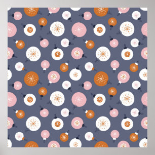 Seamless pattern with Christmas balls on a dark ba Poster