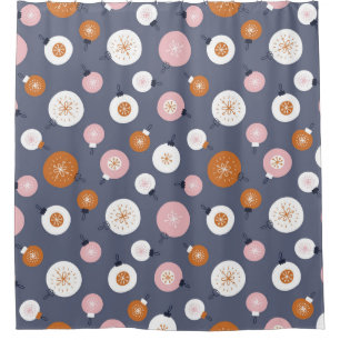 Seamless pattern with Christmas balls on a dark ba Shower Curtain