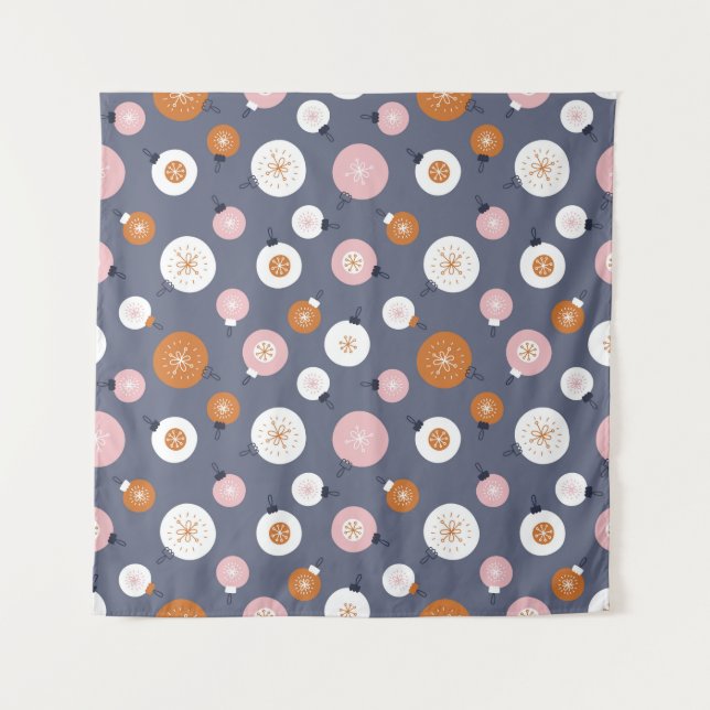 Seamless pattern with Christmas balls on a dark ba Tapestry (Front)
