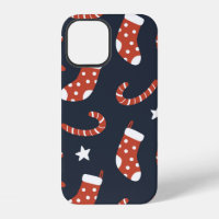 Seamless pattern with christmas socks,candy canes