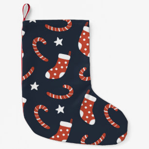 Seamless pattern with christmas socks,candy canes small christmas stocking