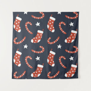 Seamless pattern with christmas socks,candy canes tapestry