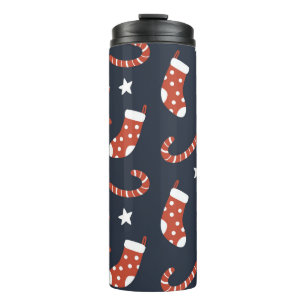 Seamless pattern with christmas socks,candy canes thermal tumbler