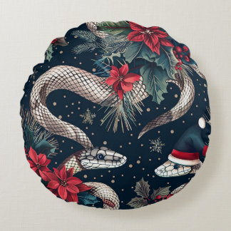 Seamless pattern with Christmas tree branches, poi Round Cushion