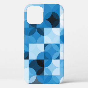 Seamless pattern with circles. Abstract blue backg iPhone 12 Case