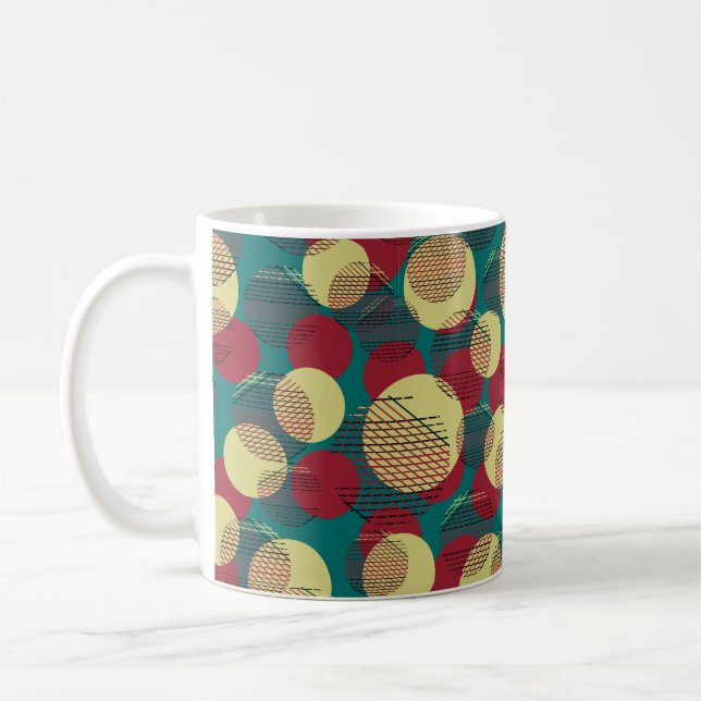Seamless pattern with circles and lines.  coffee mug (Left)