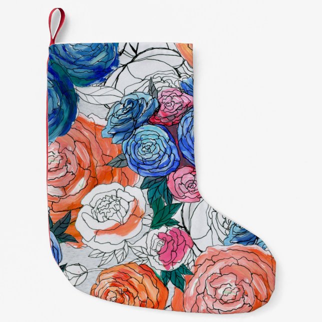 Seamless pattern with colorful flowers small christmas stocking (Front)