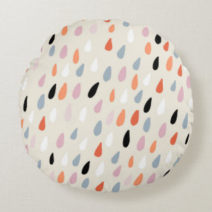 Seamless pattern with colorful hand drawdrops stai round cushion