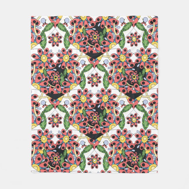 Seamless pattern with colorful hearts fleece blanket (Front)