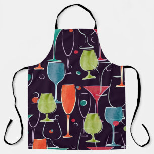 Seamless pattern with colorful watercolor cocktail apron