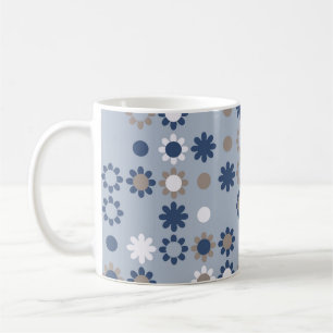 Seamless pattern with coloured elements, vintage coffee mug