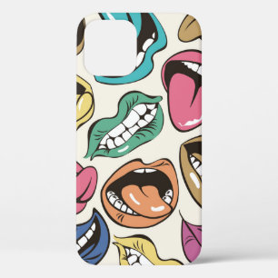 seamless pattern with coloured lips with differen iPhone 12 case