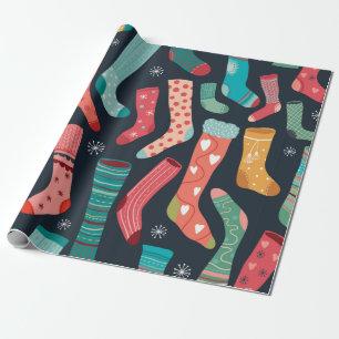 Seamless pattern with colourful different socks wrapping paper