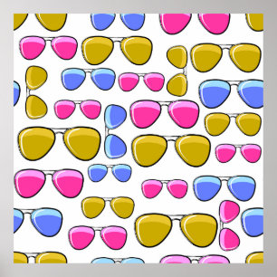 Seamless pattern with colourful fashion retro avia poster