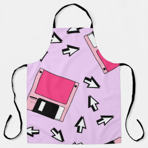 Seamless pattern with colourful floppy disc in vap apron