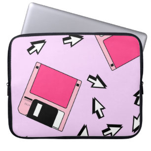 Seamless pattern with colourful floppy disc in vap laptop sleeve