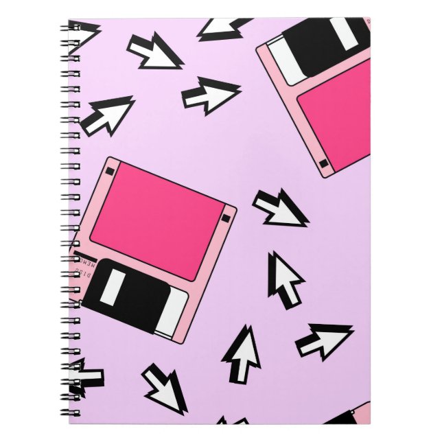 Seamless pattern with colourful floppy disc in vap notebook (Front)