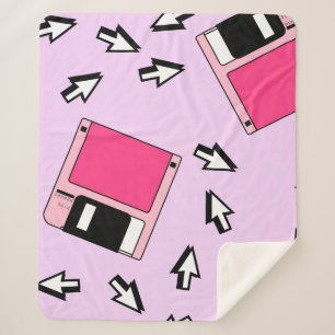 Seamless pattern with colourful floppy disc in vap sherpa blanket