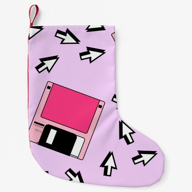 Seamless pattern with colourful floppy disc in vap small christmas stocking (Front)