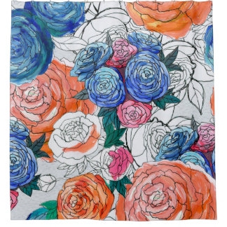 Seamless pattern with colourful flowers shower curtain