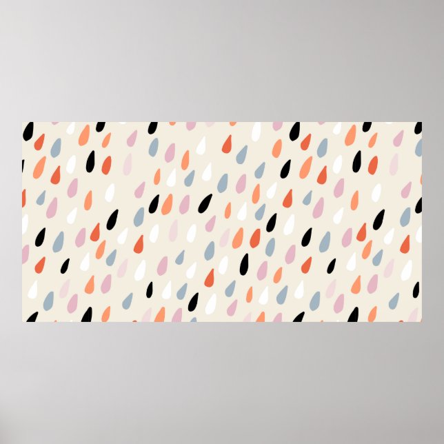 Seamless pattern with colourful hand drawdrops sta poster (Front)